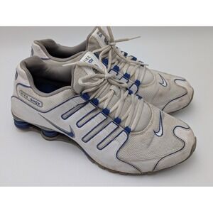 Nike Shox Mens Size 12 White Blue Athletic Running Shoes Sneakers